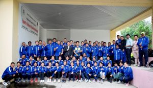 Group photo of kit distribution to national team preperation